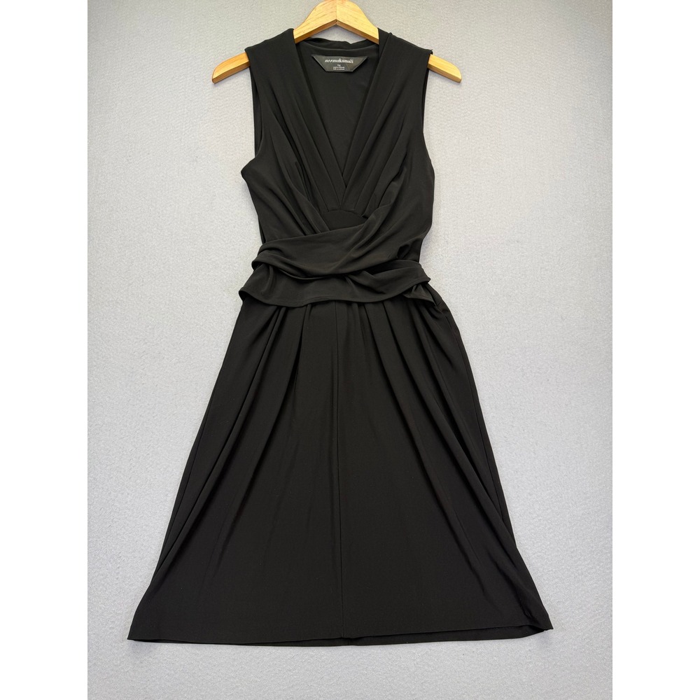 Norma Kamali Womens Black V-Neck Sleeveless Tie Waist Midi Dress Size L NK310601